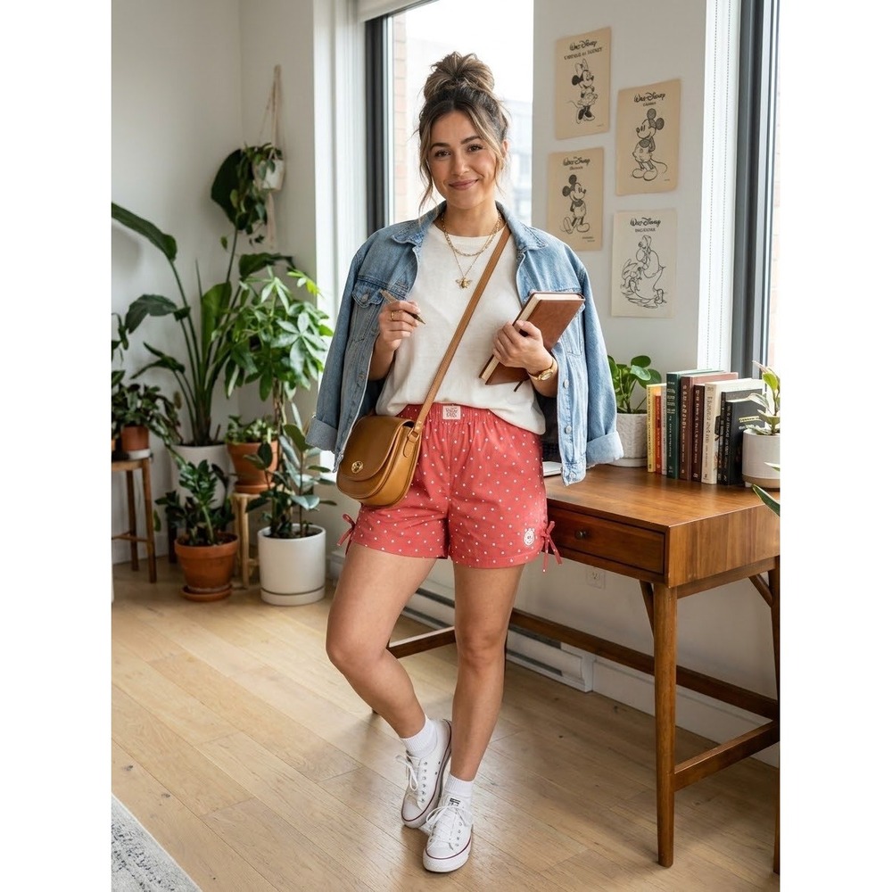 Disney Winnie the Pooh Shorts Women XXS Red Polka Dot Excellent Bow Detail